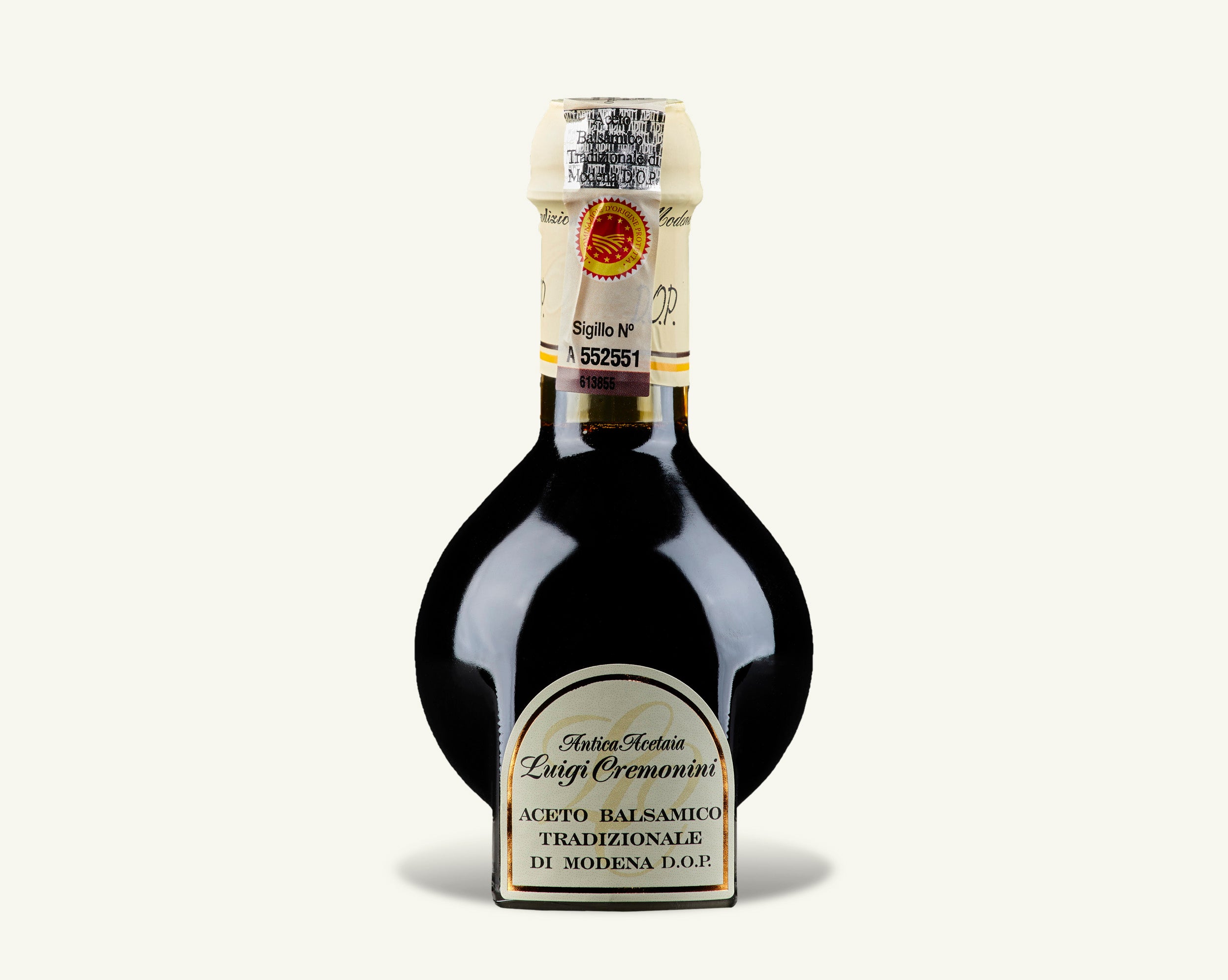 Bottiglia di Aceto Balsamico Tradizionale di Modena DOP invecchiato con sigillo ufficiale del Consorzio